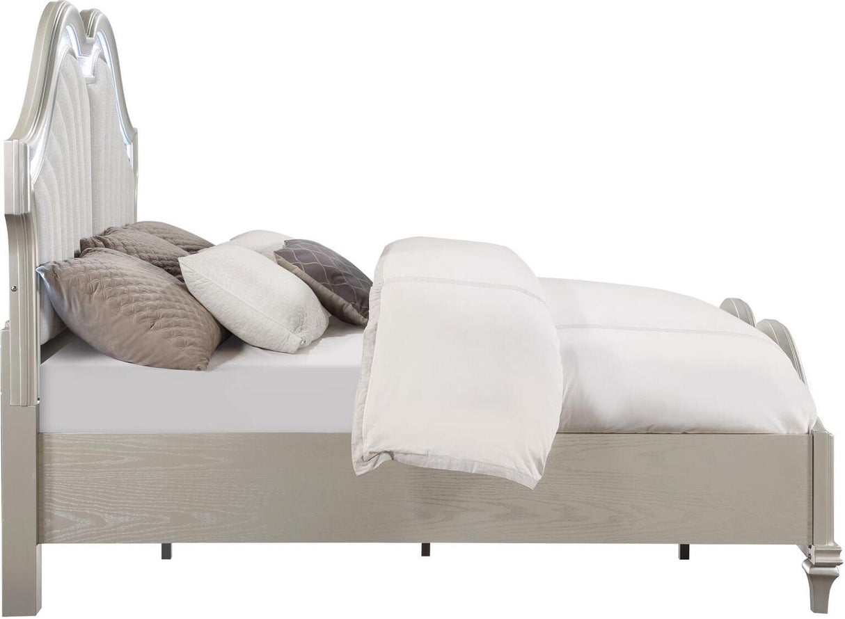 Evangeline Silver And Ivory Tufted Upholstered Platform Bedroom Set