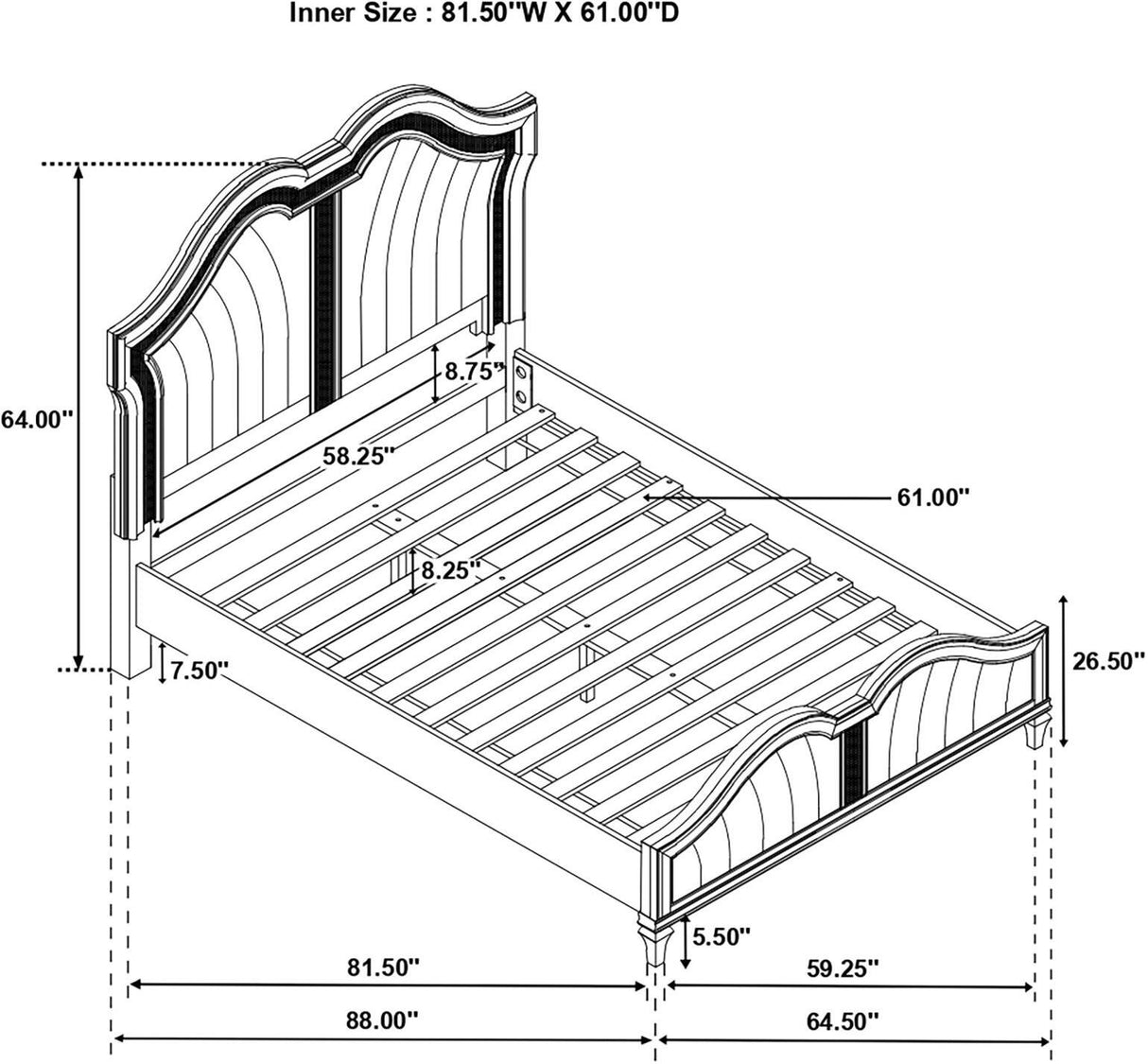 Evangeline Silver And Ivory Tufted Upholstered Platform Bedroom Set