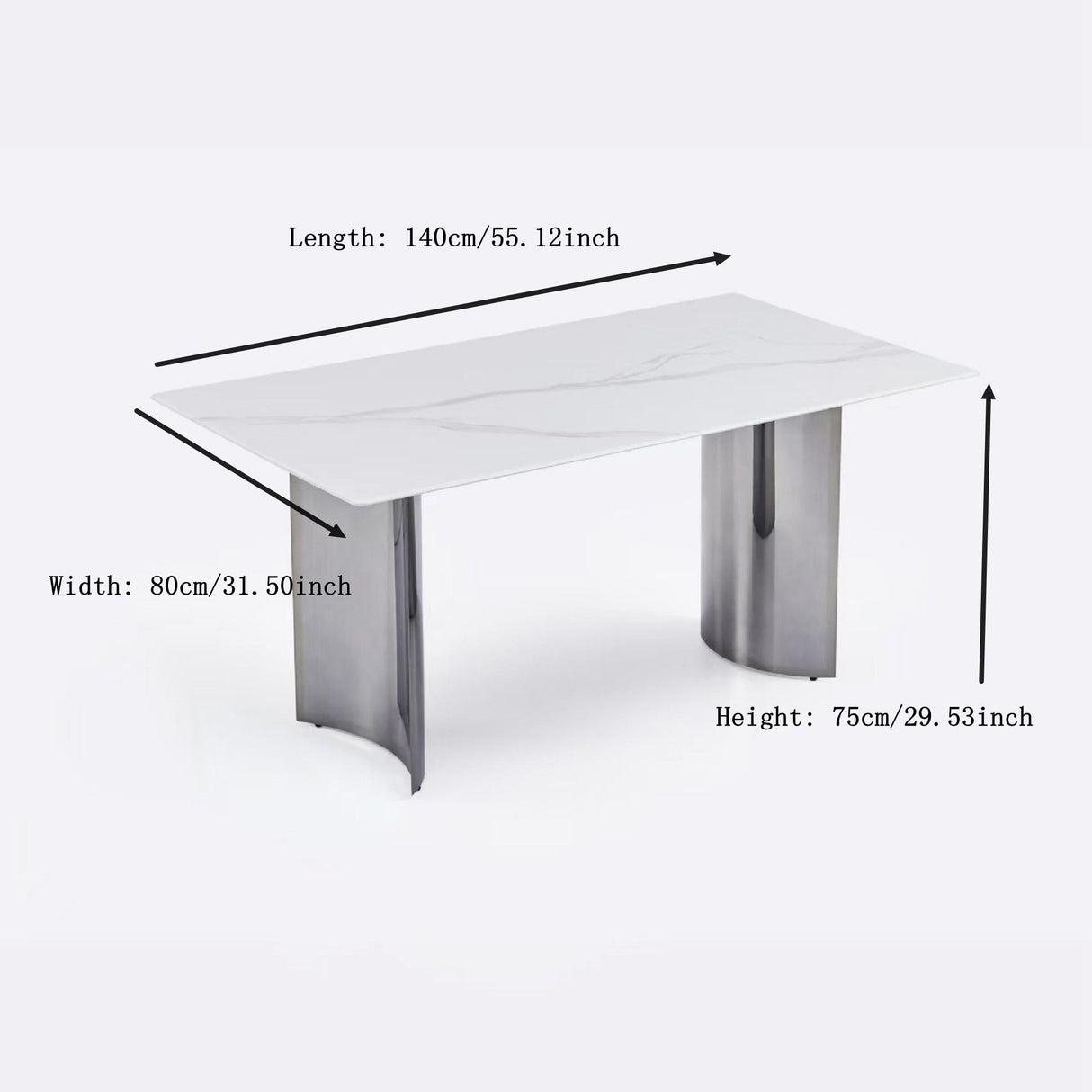 Black Stainless Steel Base Dining table