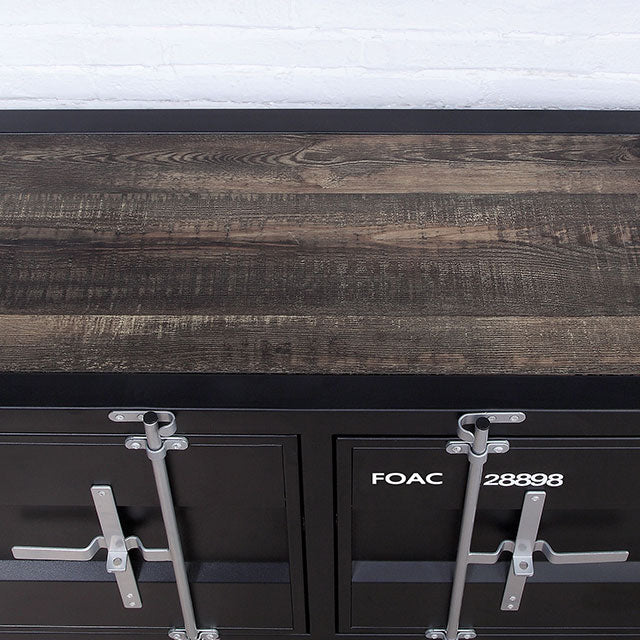 Dipiloh Black/Distressed Dark Oak Shelf/Storage