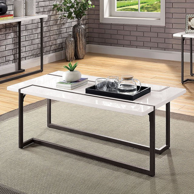 Izar White/Gun Metal Coffee Table