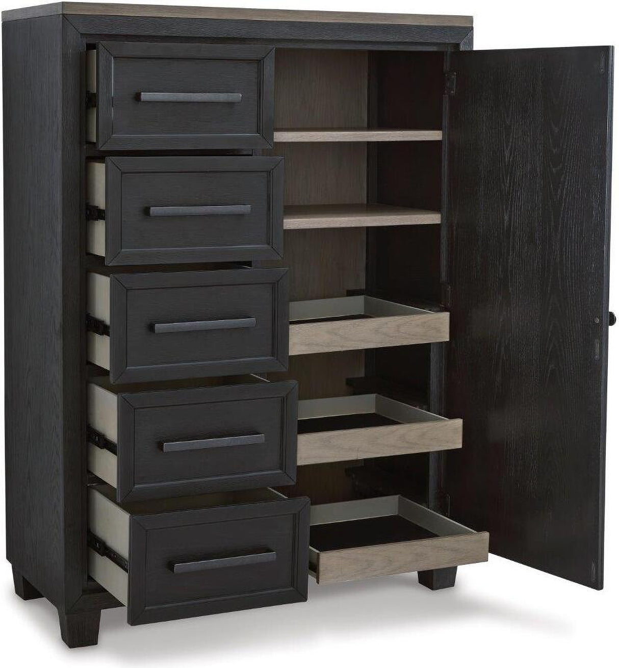 Foyland Black And Brown Panel Storage Bedroom Set
