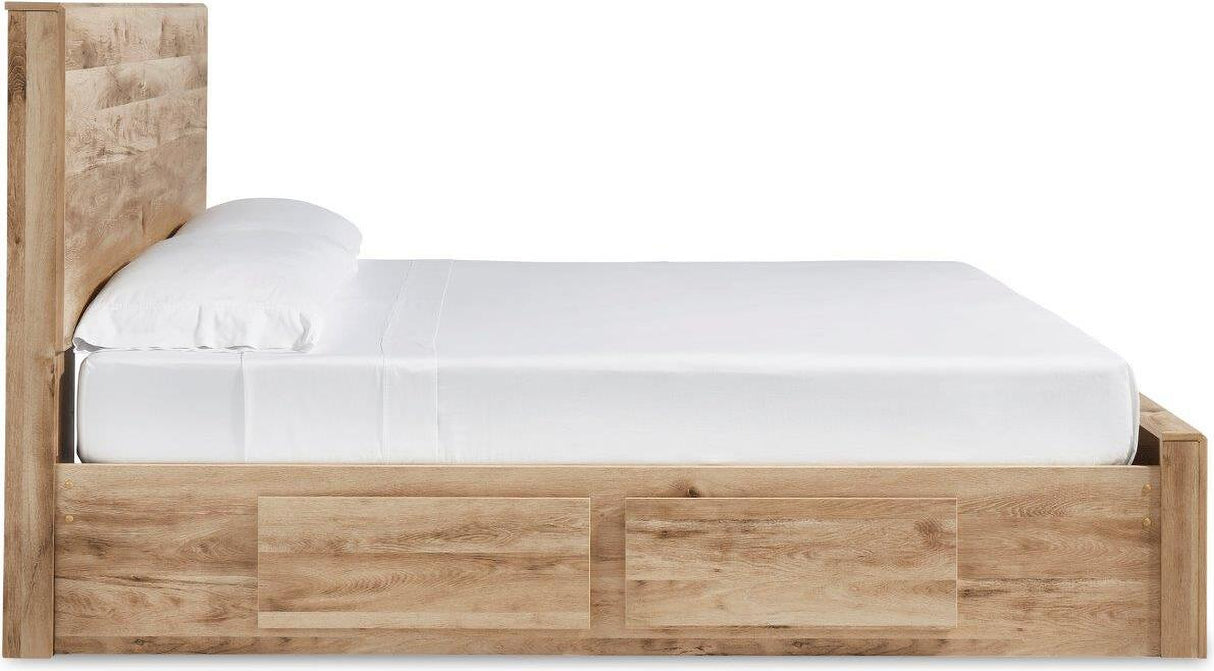 Hyanna Tan Platform Single Side Storage Bedroom Set