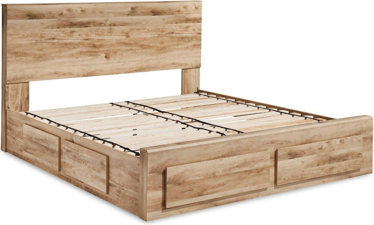 Hyanna Tan Platform Single Side Storage Bedroom Set