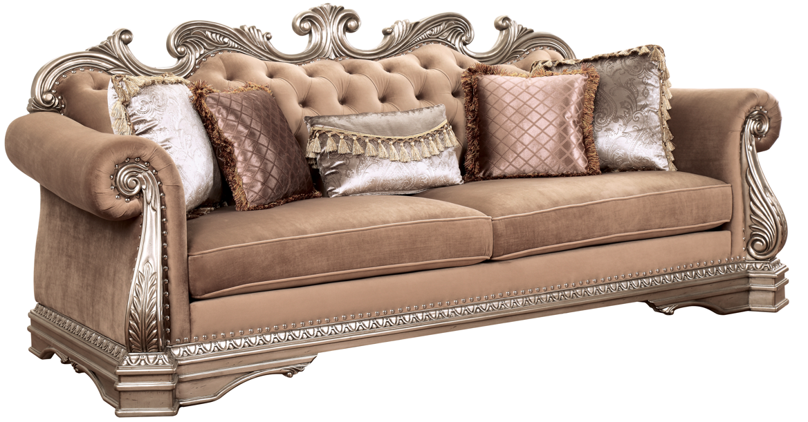 Northville Velvet & Antique Silver Finish Sofa