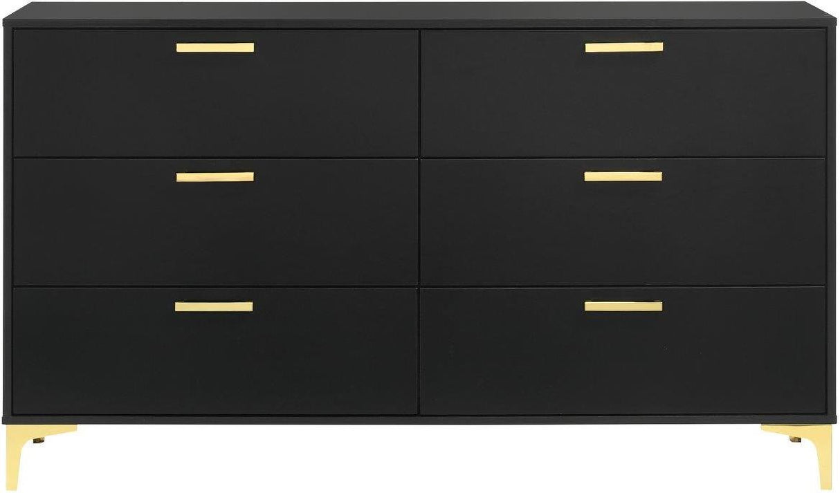 Kendall Black And Gold Tufted Upholstered Panel Bedroom Set