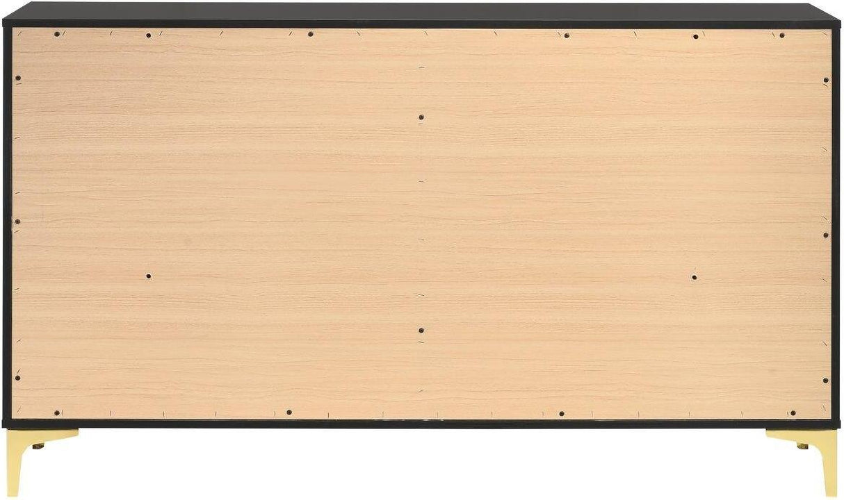 Kendall Black And Gold Tufted Upholstered Panel Bedroom Set