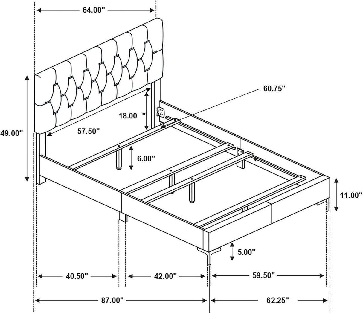 Kendall Black And Gold Tufted Upholstered Panel Bedroom Set