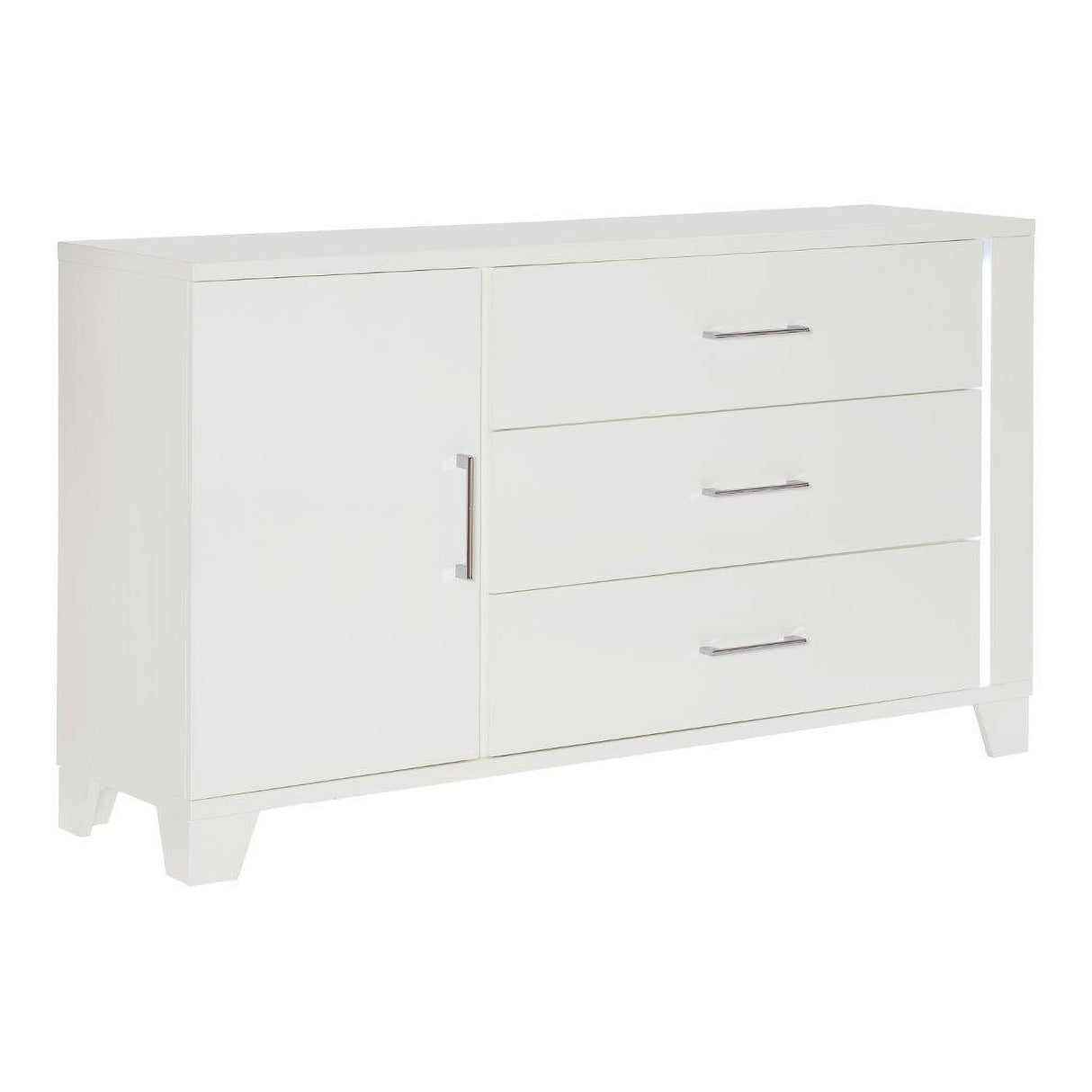 Kerren White High Gloss Upholstered Panel Bedroom Set