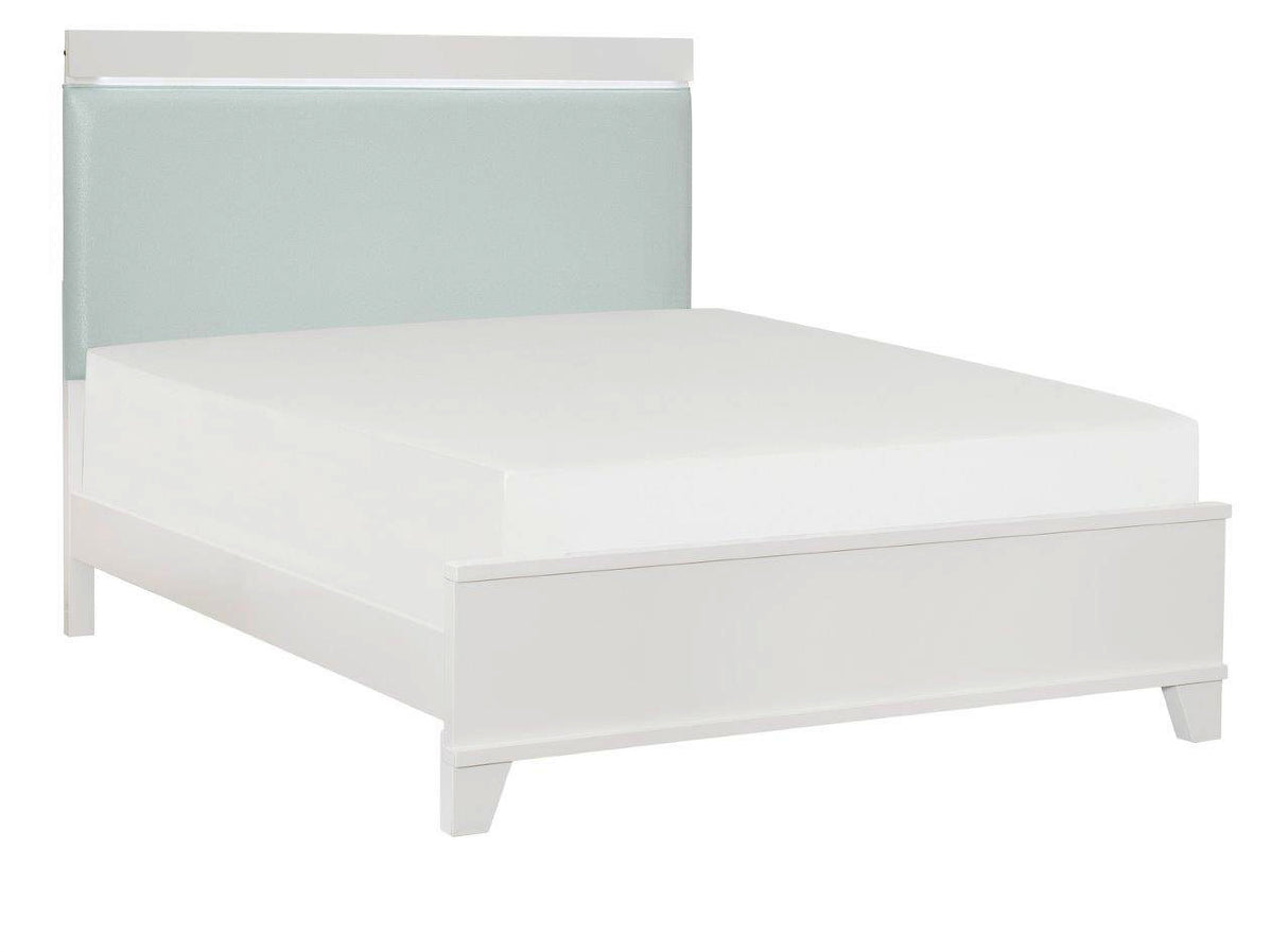 Kerren White High Gloss Upholstered Panel Bedroom Set