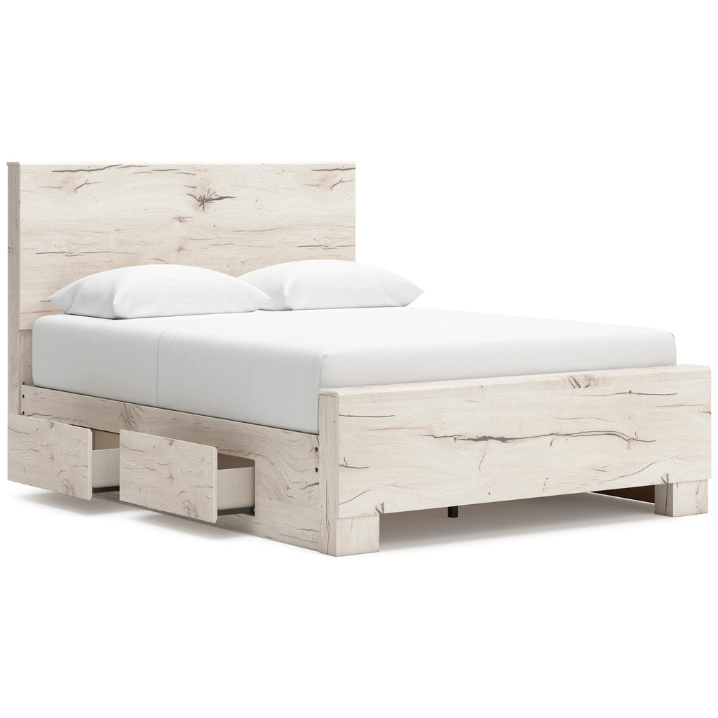 Lawroy Panel Bedroom Set With Storage In Light Natural