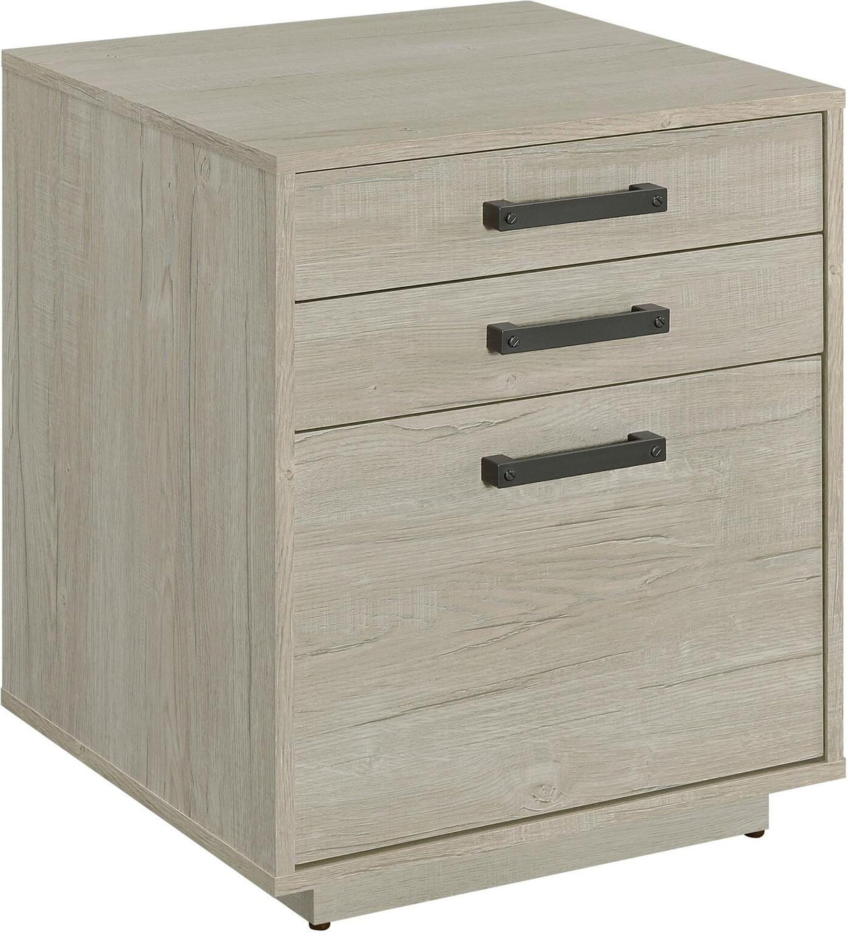 Loomis Whitewashed Grey And Gunmetal 4 Drawer Rectangular Home Office Set