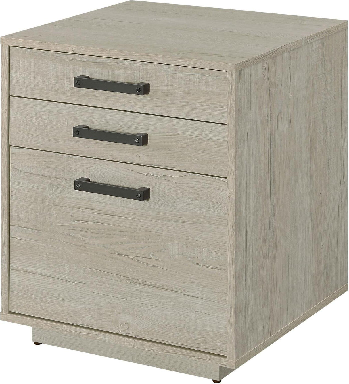 Loomis Whitewashed Grey And Gunmetal 4 Drawer Rectangular Home Office Set