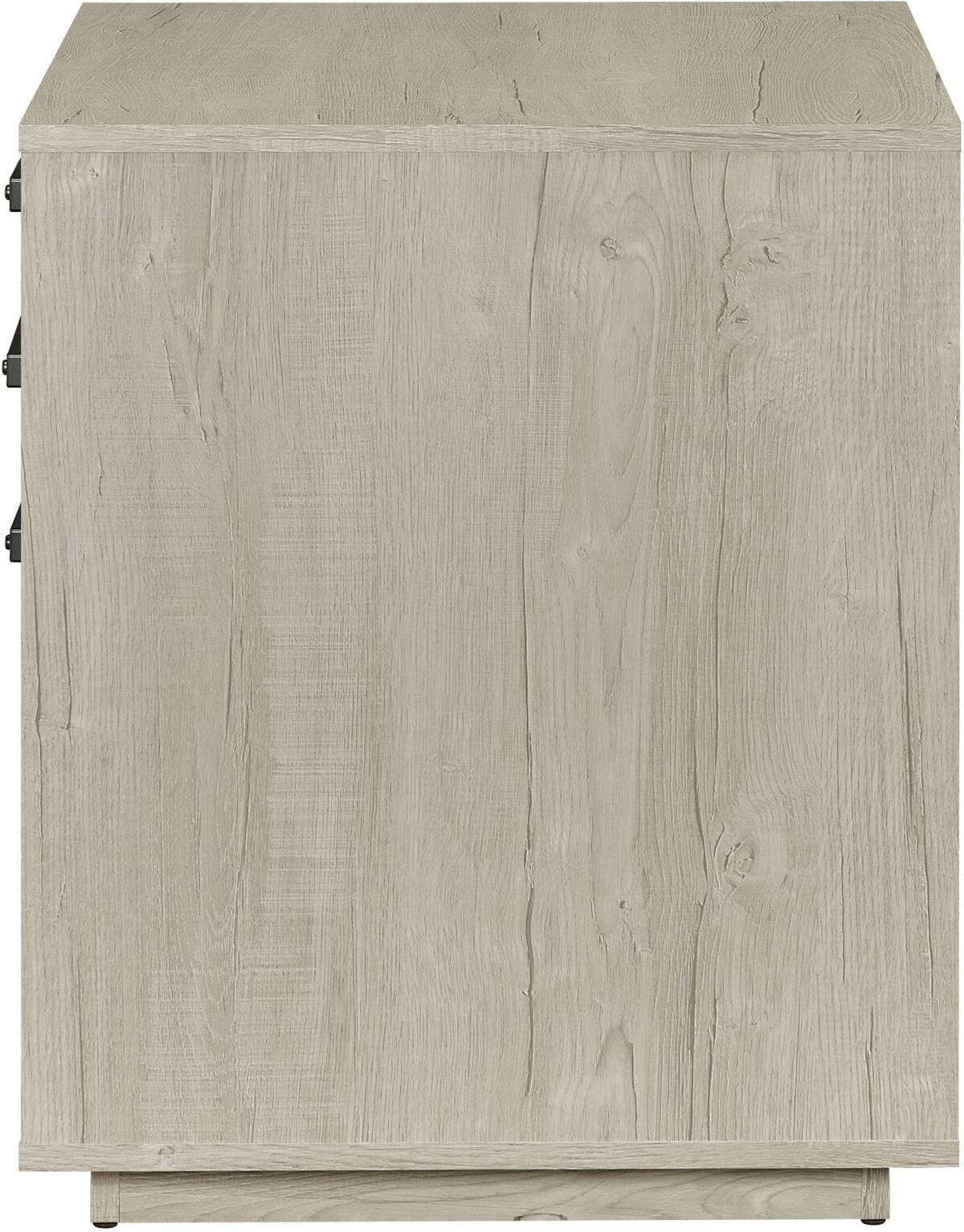 Loomis Whitewashed Grey And Gunmetal 4 Drawer Rectangular Home Office Set