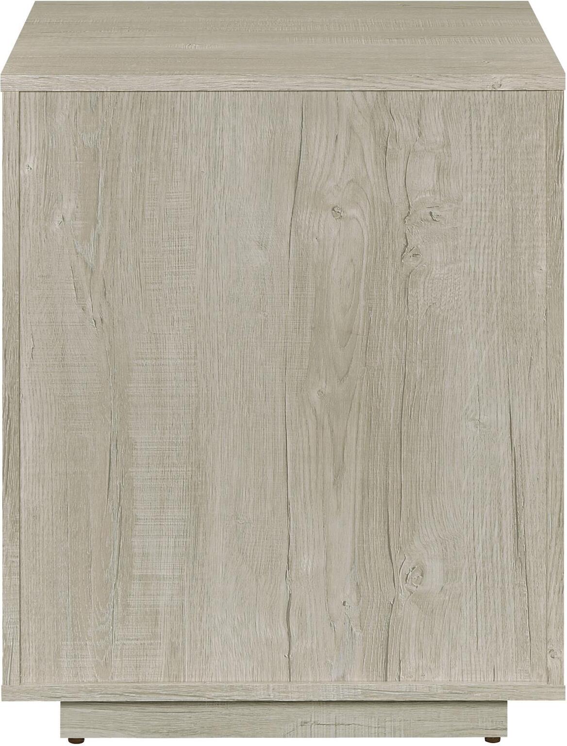 Loomis Whitewashed Grey And Gunmetal 4 Drawer Rectangular Home Office Set