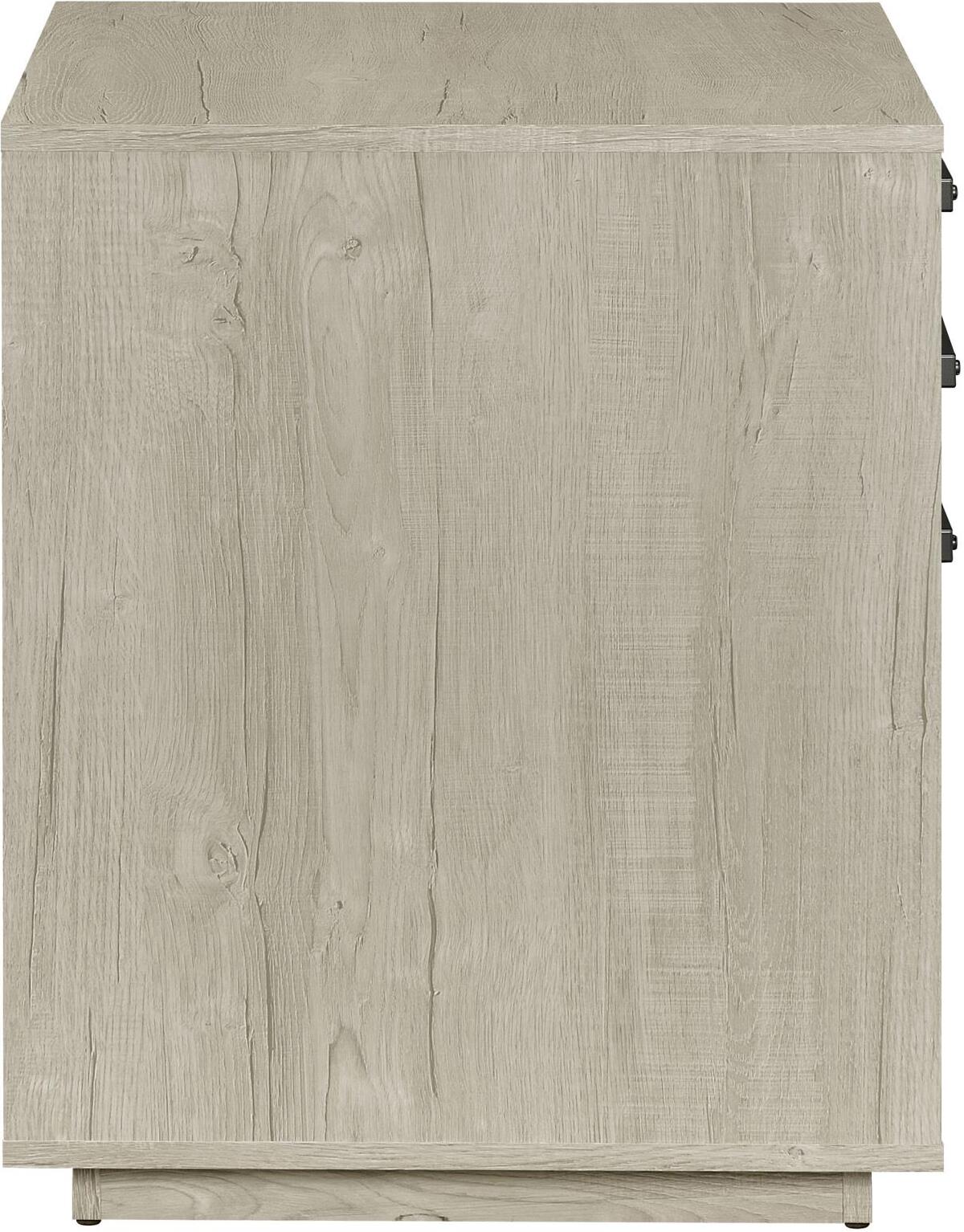 Loomis Whitewashed Grey And Gunmetal 4 Drawer Rectangular Home Office Set