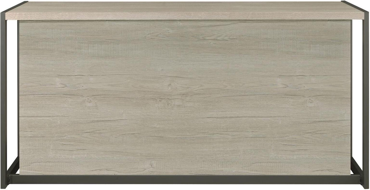 Loomis Whitewashed Grey And Gunmetal 4 Drawer Rectangular Home Office Set