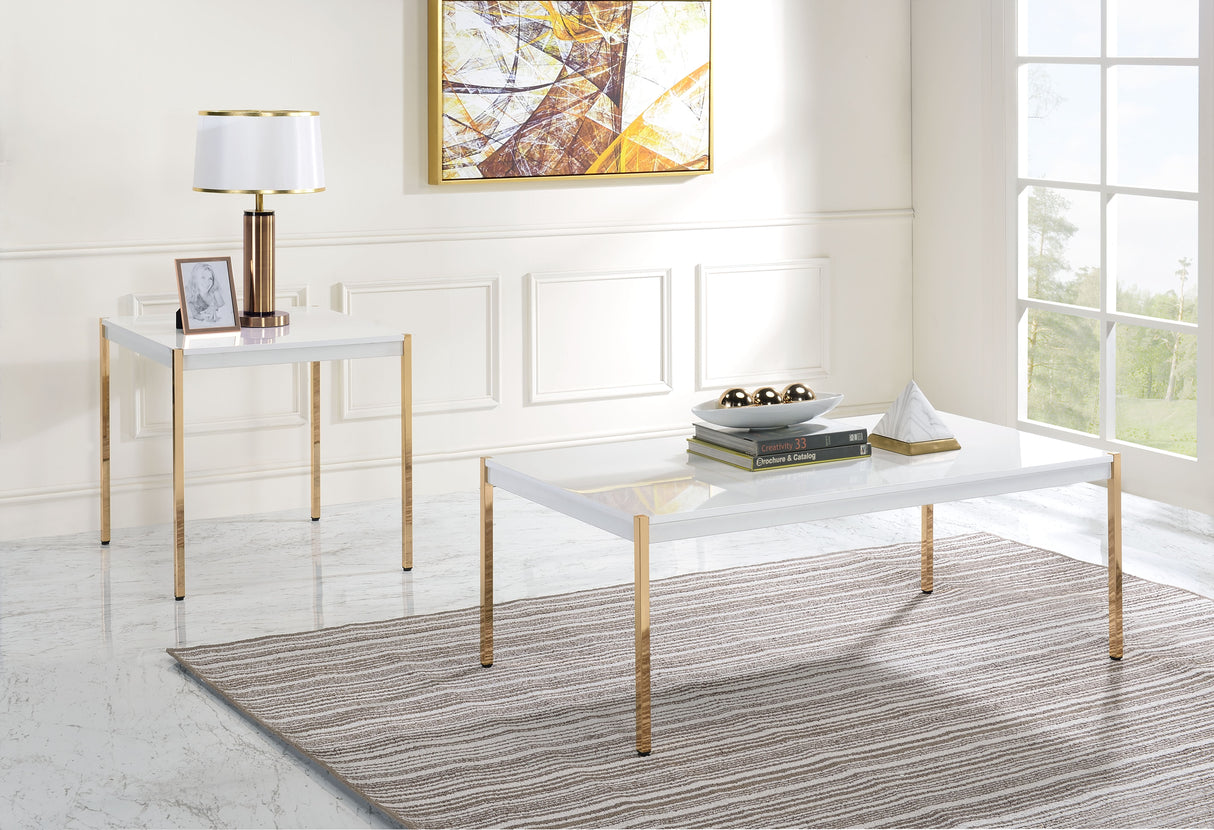 Otrac White & Gold Finish End Table