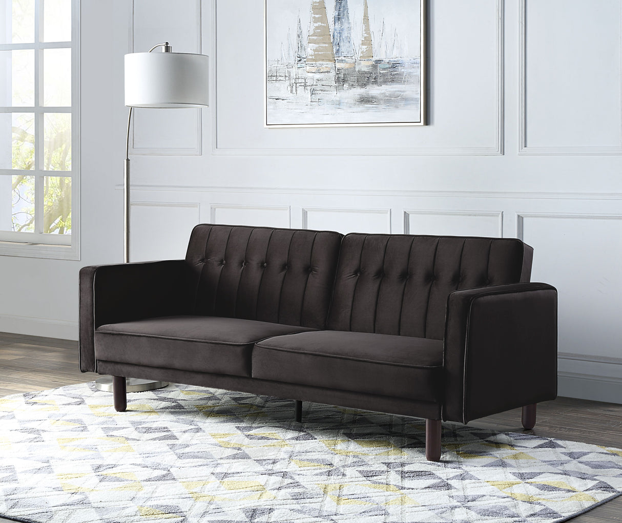 Qinven Dark Brown Velvet Futon