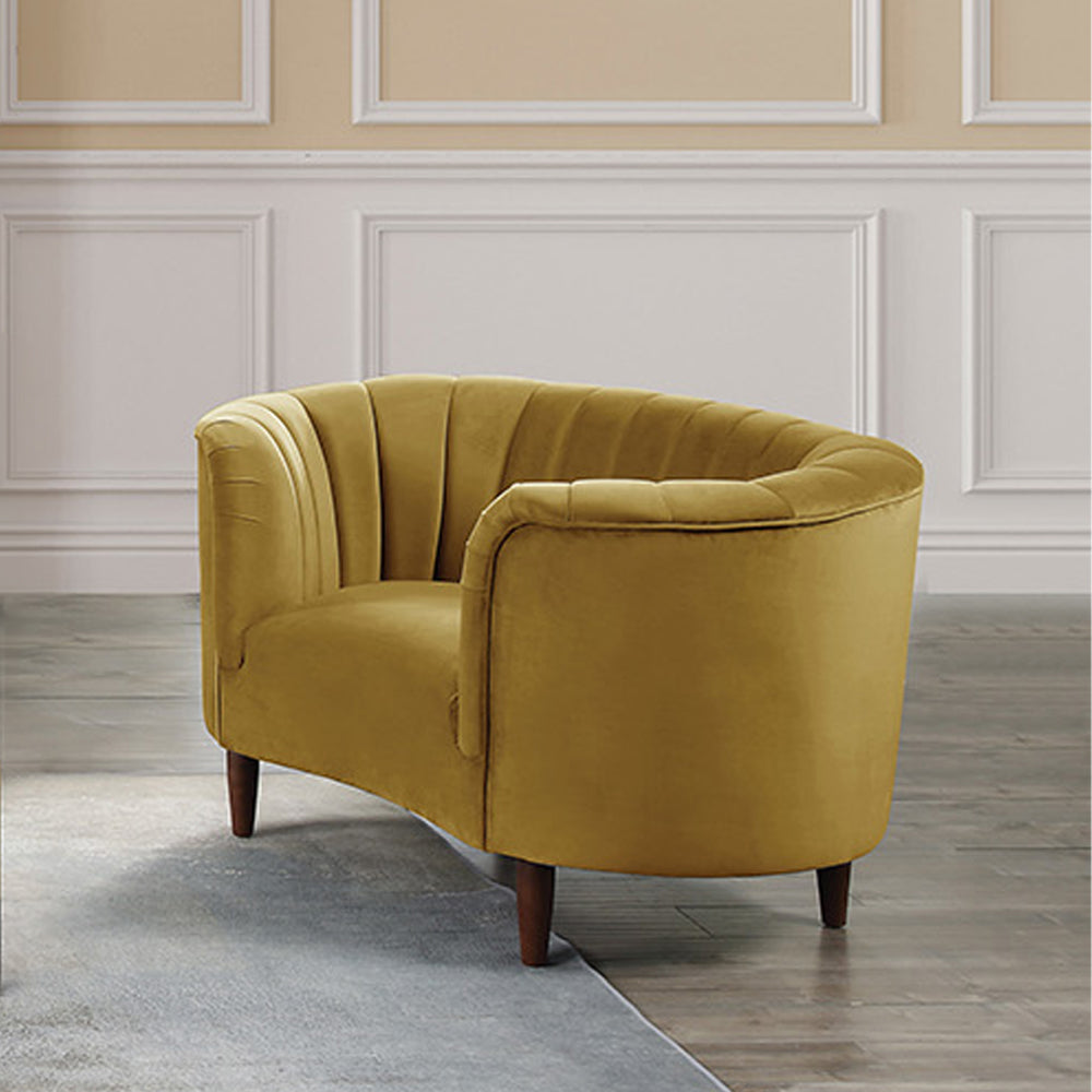 Millephri Olive Yellow Velvet Chair
