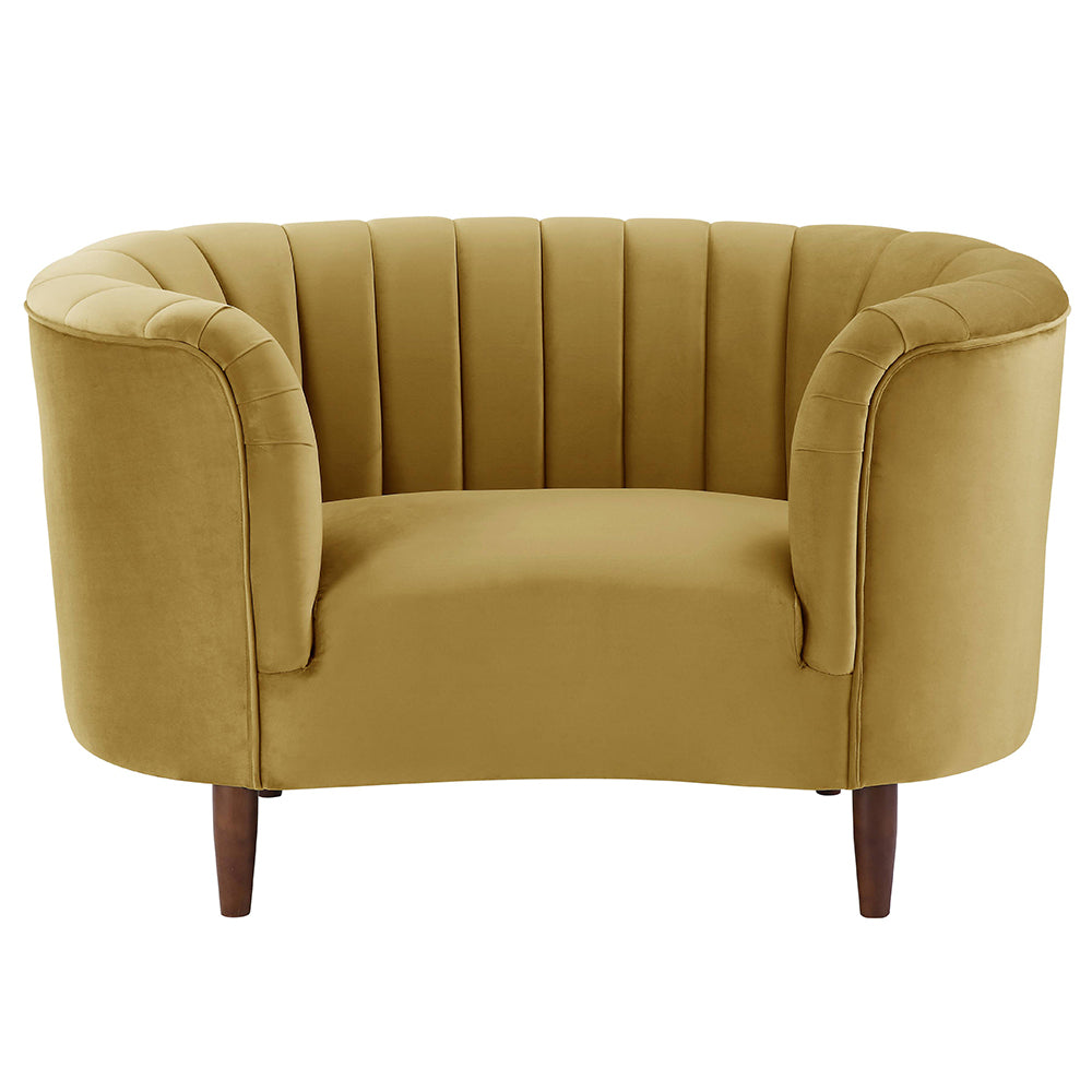 Millephri Olive Yellow Velvet Chair
