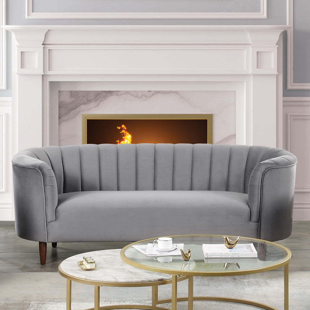 Millephri Gray Velvet Sofa