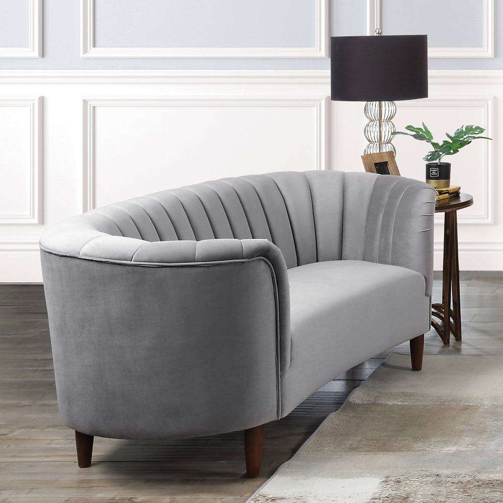 Millephri Gray Velvet Loveseat