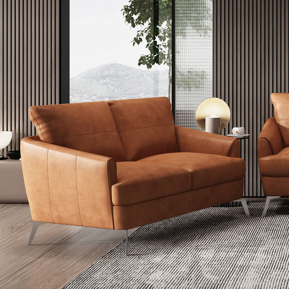 Safi Cappuccino Leather Loveseat