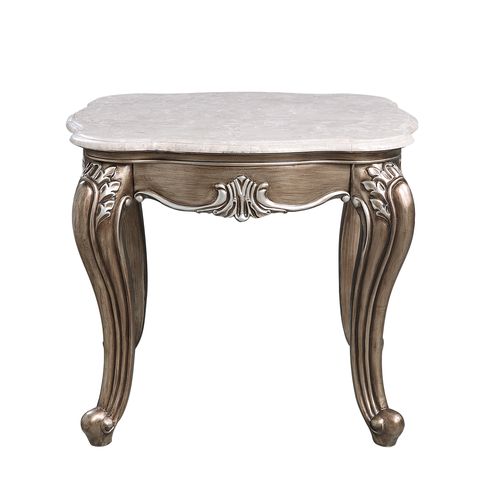 Elozzol Marble Top & Antique Bronze Finish Accent Table
