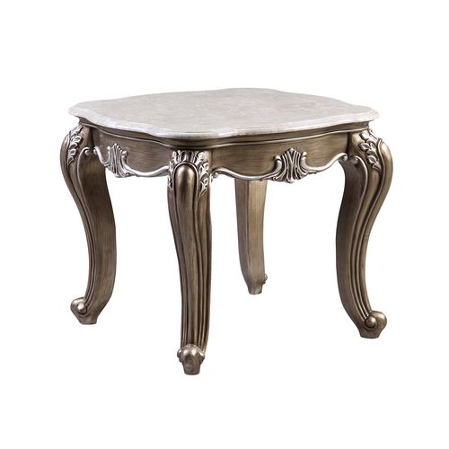 Elozzol Marble Top & Antique Bronze Finish Accent Table