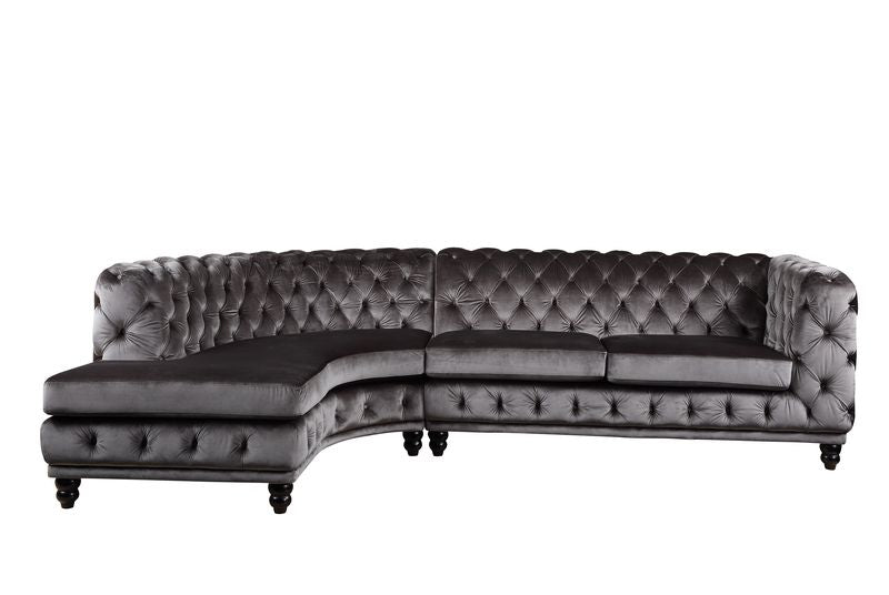 Atesis Dark Gray Velvet Sectional Sofa