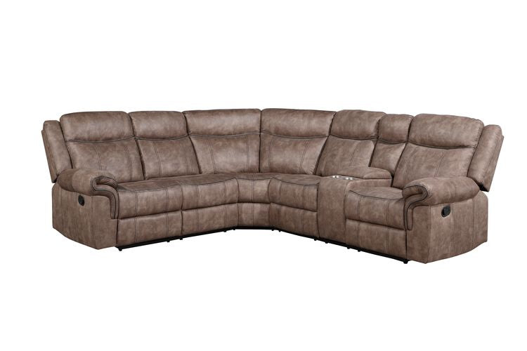 Dollum Two Tone Chocolate Velvet Sectional Sofa