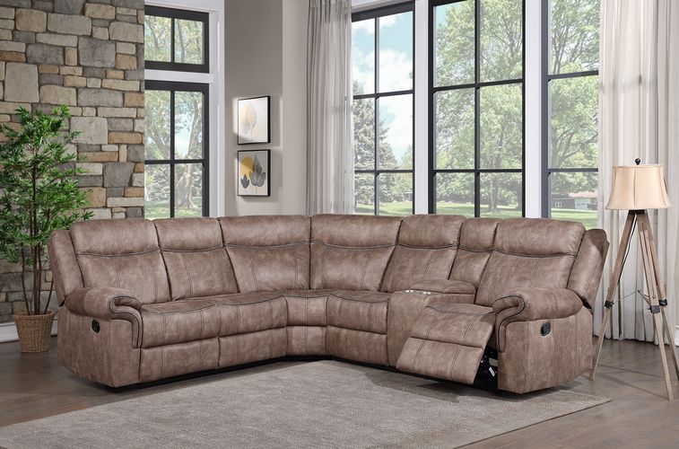 Dollum Two Tone Chocolate Velvet Sectional Sofa