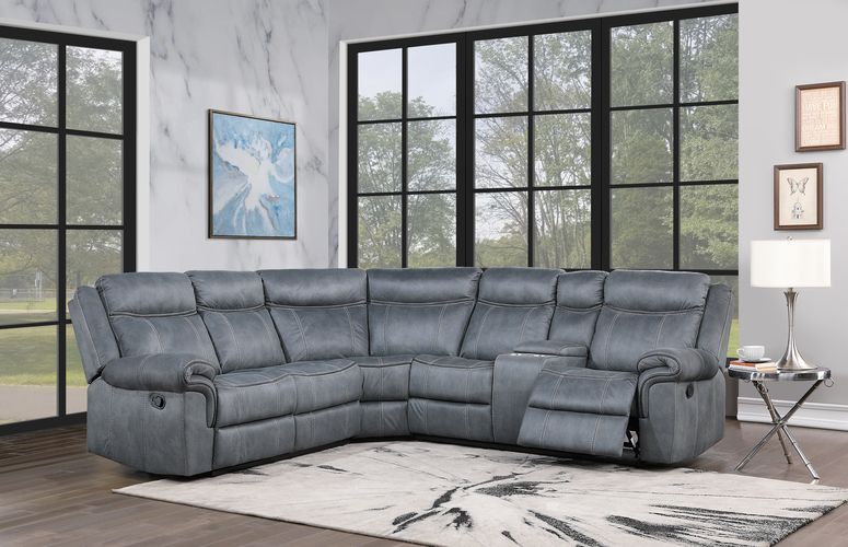 Dollum Two Tone Gray Velvet Sectional Sofa