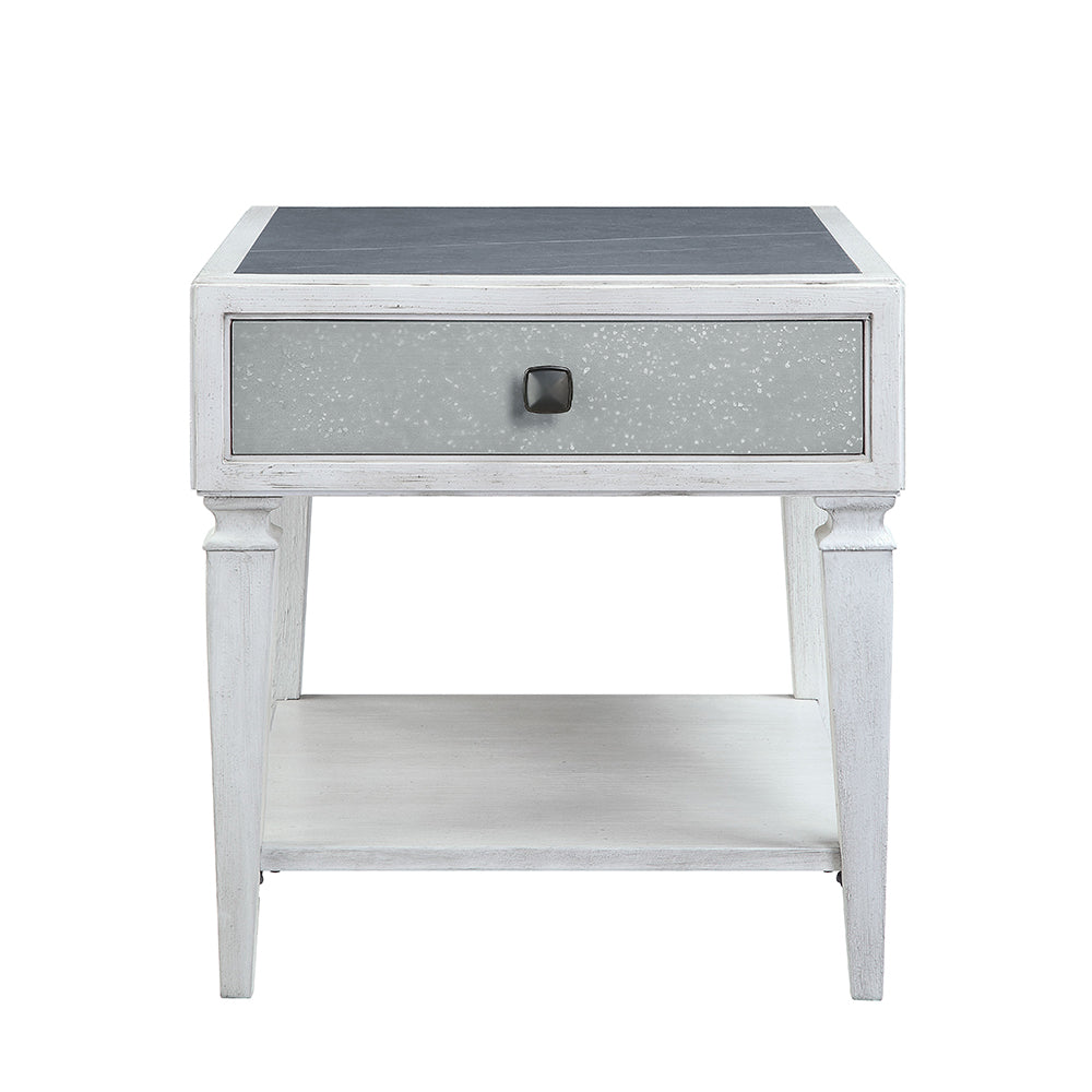 Katia Rustic Gray & Weathered White Finish End Table