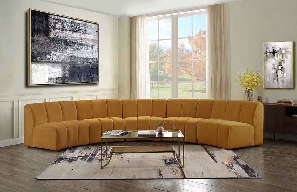 Felicia Yellow Velvet Sectional Sofa