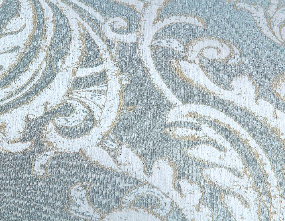 Qunsia Light Gray Linen & Champagne Finish Sofa