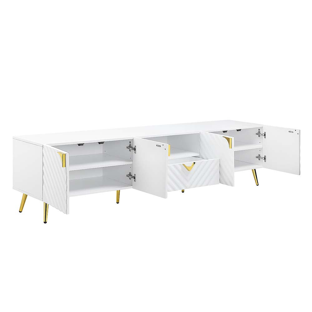 Gaines White High Gloss Finish Tv Stand