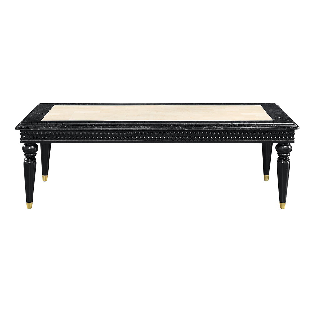 Tayden Marble Top & Black Finish Coffee Table