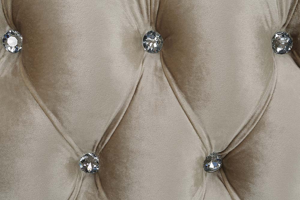 Sorina Velvet, Fabric & Antique Gold Finish Loveseat