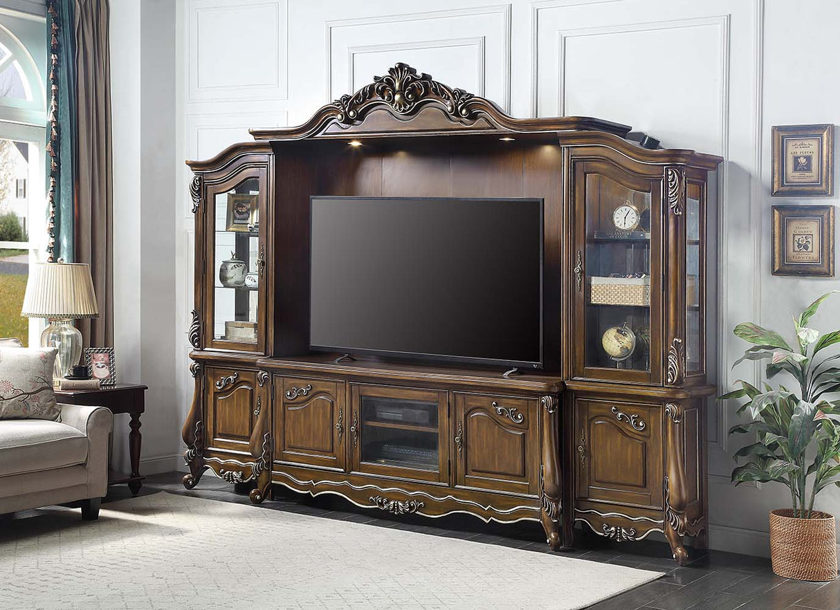 Latisha Antique Oak Finish Entertainment Center