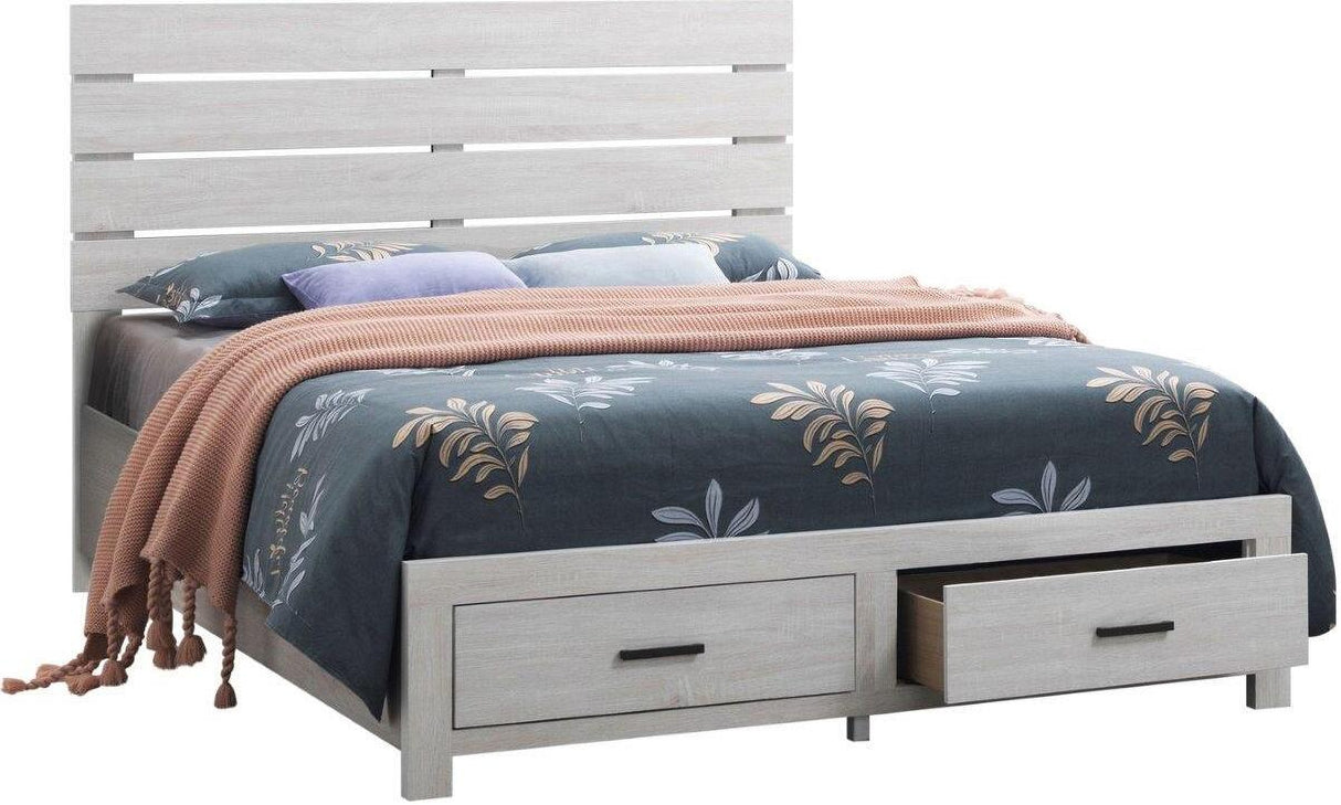 Marion Coastal White Platform Storage Bedroom Set