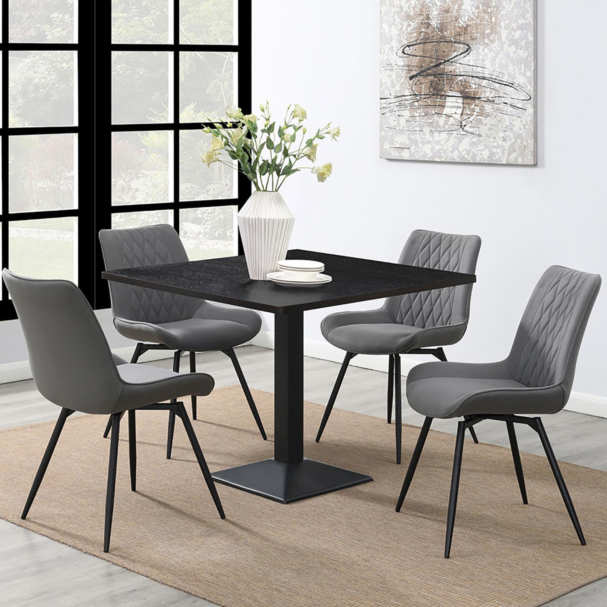 Neil Concrete And Gunmetal Dining Room Set