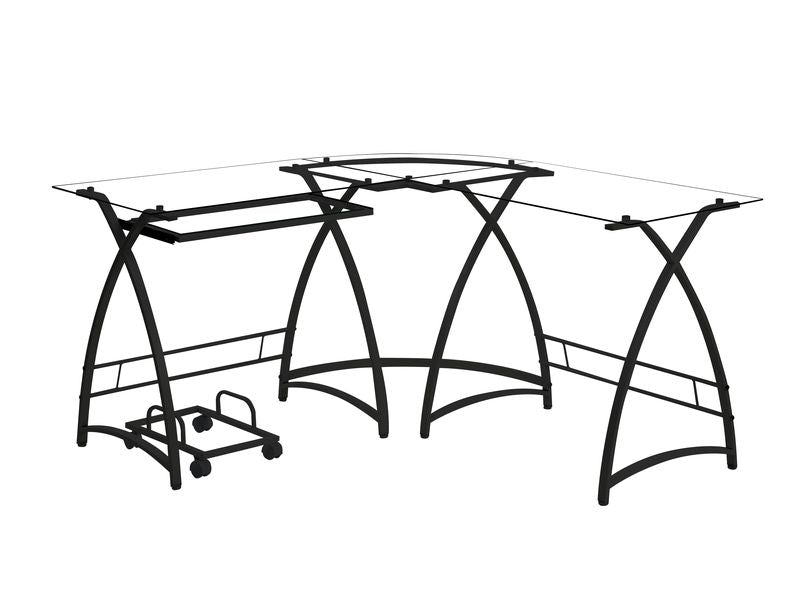 Dazenus Clear Glass Top & Black Finish Desk