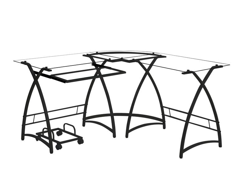 Dazenus Clear Glass Top & Black Finish Desk