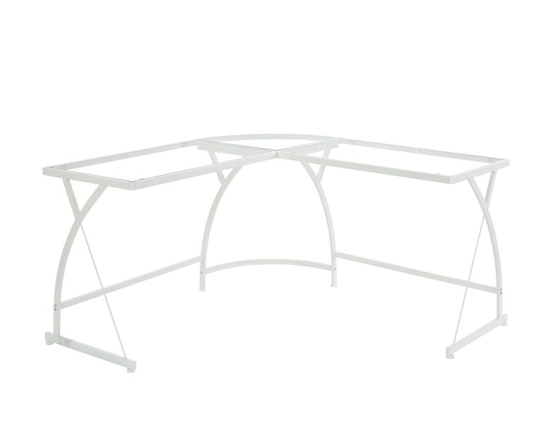Janison Clear Glass Top & White Finish Desk