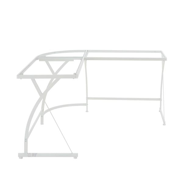 Janison Clear Glass Top & White Finish Desk