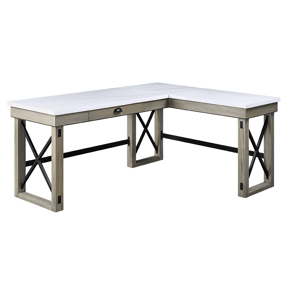 Talmar Marble Top & Rustic Oak Finish Writing Desk
