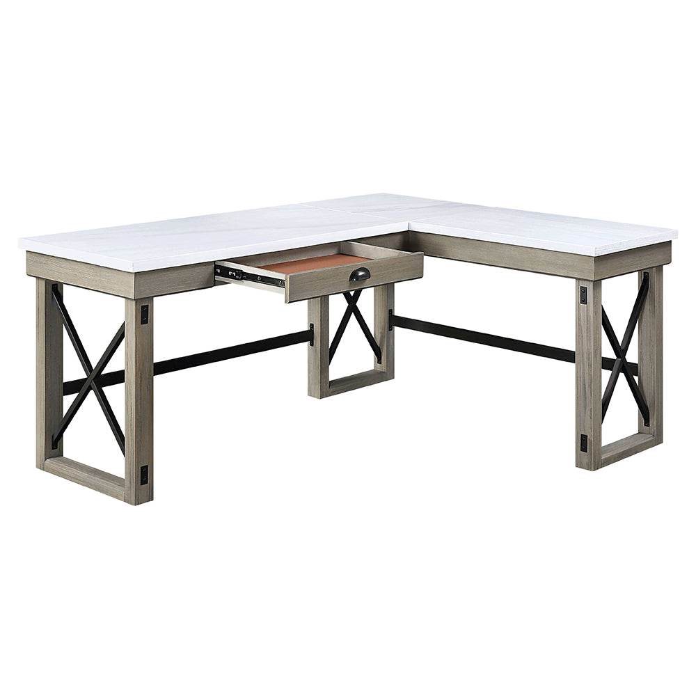 Talmar Marble Top & Rustic Oak Finish Writing Desk