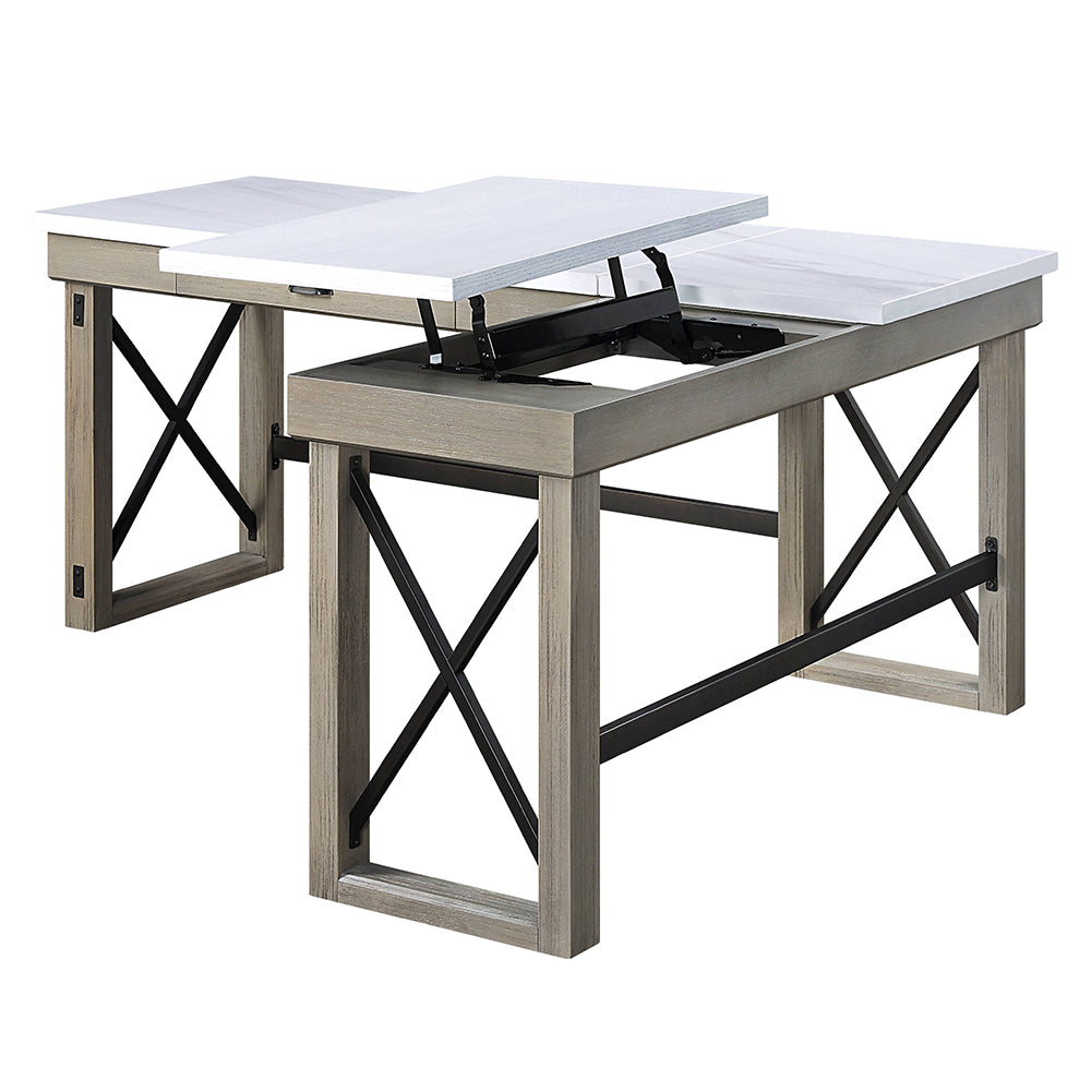 Talmar Marble Top & Rustic Oak Finish Writing Desk